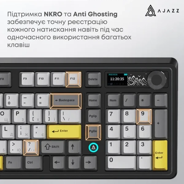 Бездротова механічна клавіатура Ajazz ak980 v2 Black Gray Yellow (ak980-v2-g-bgy) - зображення 9