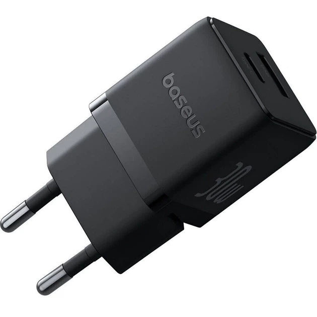 Мережевий зарядний пристрій Baseus Palm Fast Charger C+U 30W EU Cluster Black - Фото 1 Мережевий зарядний пристрій Baseus Palm Fast Charger C+U 30W EU Cluster Black - изображение 1