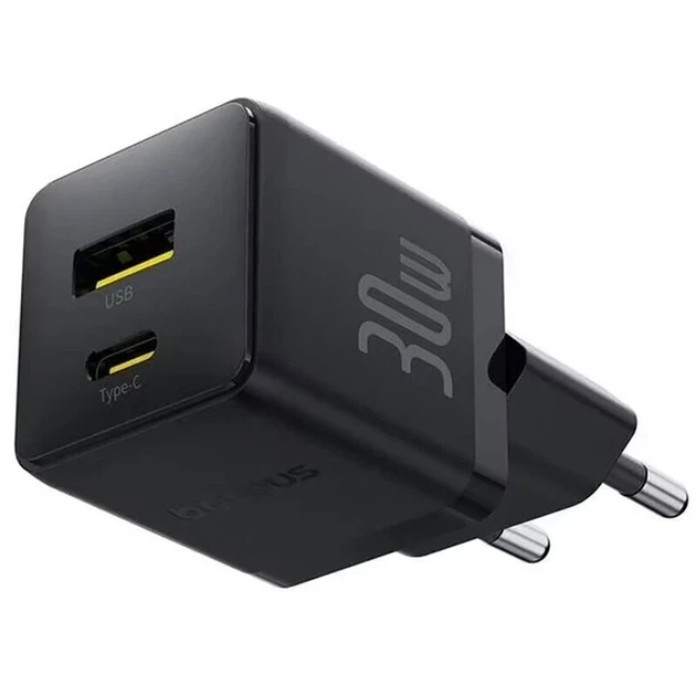 Мережевий зарядний пристрій Baseus Palm Fast Charger C+U 30W EU Cluster Black - Фото 5 Мережевий зарядний пристрій Baseus Palm Fast Charger C+U 30W EU Cluster Black - изображение 5