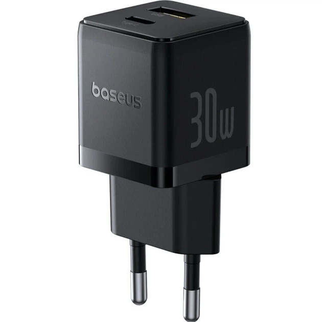 Мережевий зарядний пристрій Baseus Palm Fast Charger C+U 30W EU Cluster Black - Фото 6 Мережевий зарядний пристрій Baseus Palm Fast Charger C+U 30W EU Cluster Black - изображение 6