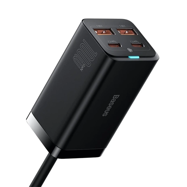Мережевий зарядний пристрій Baseus GaN3 Pro Desktop Fast Charger 2U+2C 100W EU Black - Фото 5 Мережевий зарядний пристрій Baseus GaN3 Pro Desktop Fast Charger 2U+2C 100W EU Black - изображение 5