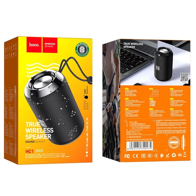 Портативна колонка HOCO HC1 Trendy sound sports wireless speaker Black - Фото 3 Портативна колонка HOCO HC1 Trendy sound sports wireless speaker Black - изображение 3