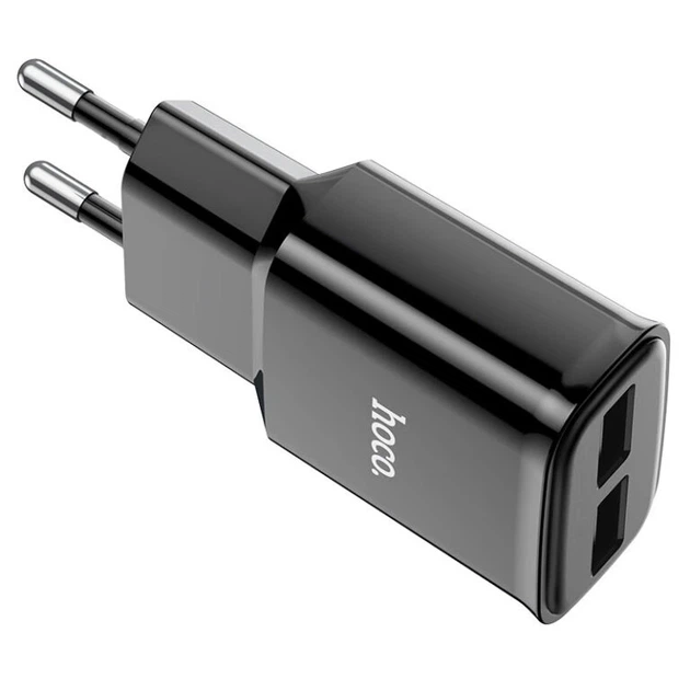 Мережевий зарядний пристрій HOCO C88A Star round dual port charger 12W Black - зображення 4
