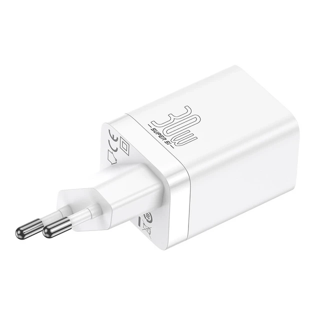 Мережевий зарядний пристрій Baseus Super Si Pro Quick Charger C+U 30W EU White - изображение 3