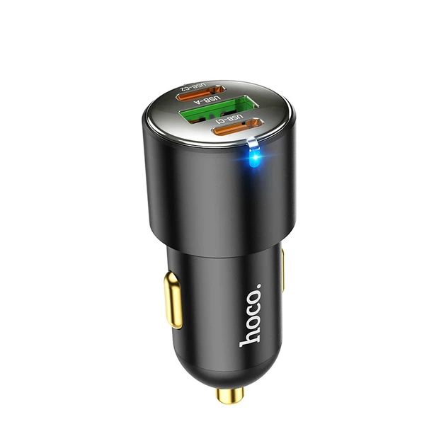 Автомобільний зарядний пристрій HOCO NZ6 PD45W 3-port(2C1A) car charger Black - зображення 3