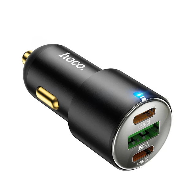 Автомобільний зарядний пристрій HOCO NZ6 PD45W 3-port(2C1A) car charger Black - зображення 5