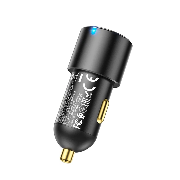 Автомобільний зарядний пристрій HOCO NZ6 PD45W 3-port(2C1A) car charger Black - зображення 7