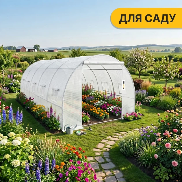 Теплица ProDobro Garden 18 м² усиленная стальной каркас 600x300x200 см белая - Фото 7 Теплица ProDobro Garden 18 м² усиленная стальной каркас 600x300x200 см белая - изображение 7
