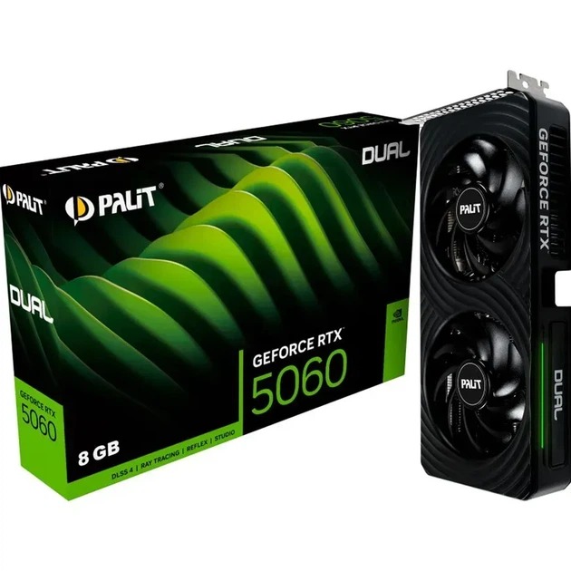 Відеокарта Palit GeForce RTX 5060 Dual (NE75060019P1-GB2063D) - Фото 1 Відеокарта Palit GeForce RTX 5060 Dual (NE75060019P1-GB2063D) - зображення 1