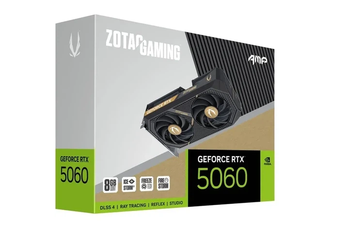 Видеокарта Zotac GeForce RTX 5060 GAMING AMP (ZT-B50600F-10M) - Фото 5 Видеокарта Zotac GeForce RTX 5060 GAMING AMP (ZT-B50600F-10M) - изображение 5