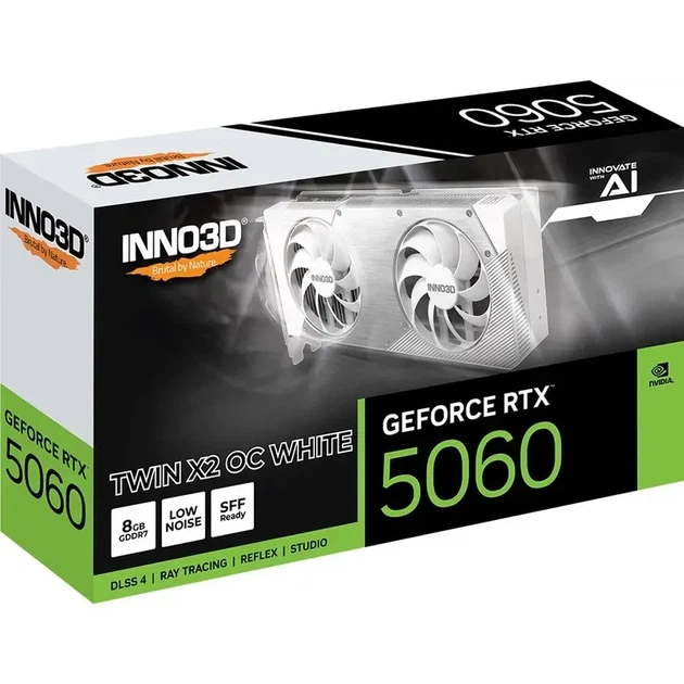 Видеокарта Inno3D GeForce RTX 5060 TWIN X2 OC WHITE (N50602-08D7X-169570W) - Фото 3 Видеокарта Inno3D GeForce RTX 5060 TWIN X2 OC WHITE (N50602-08D7X-169570W) - изображение 3