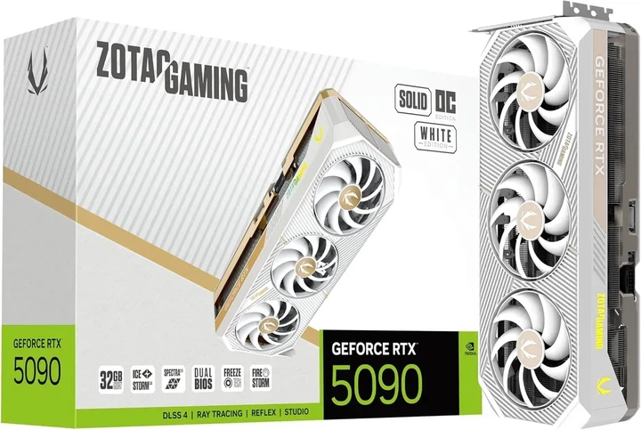 Видеокарта Zotac GeForce RTX 5090 GAMING SOLID OC White (ZT-B50900Q-10P) - Фото 1 Видеокарта Zotac GeForce RTX 5090 GAMING SOLID OC White (ZT-B50900Q-10P) - изображение 1