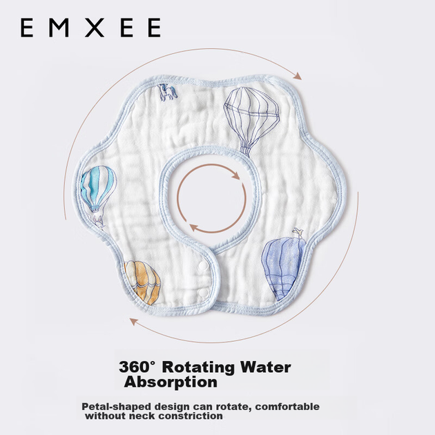 Детский слюнявчик EMXEE из чистого хлопка, водонепроницаемый, класс А, 3 шт - изображение 4