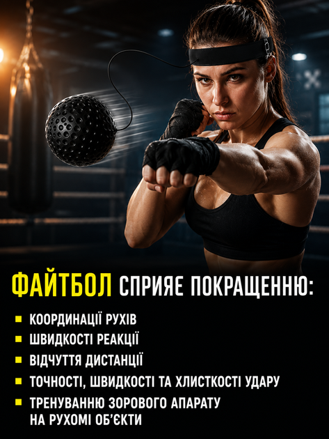 Файтбол на голову тренажёр мяч для бокса на реакцию файтбол для отработки ударов бокс теннис повязка мячик боксёрский эспандер для боксёра чёрный - изображение 2