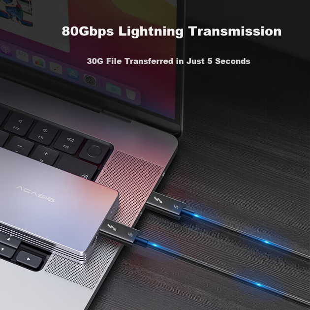 Кабель Acasis Thunderbolt 4 Thunderbolt - Thunderbolt 120 Гбит/с 16K 240 Вт 1 м (CA0501) - изображение 5