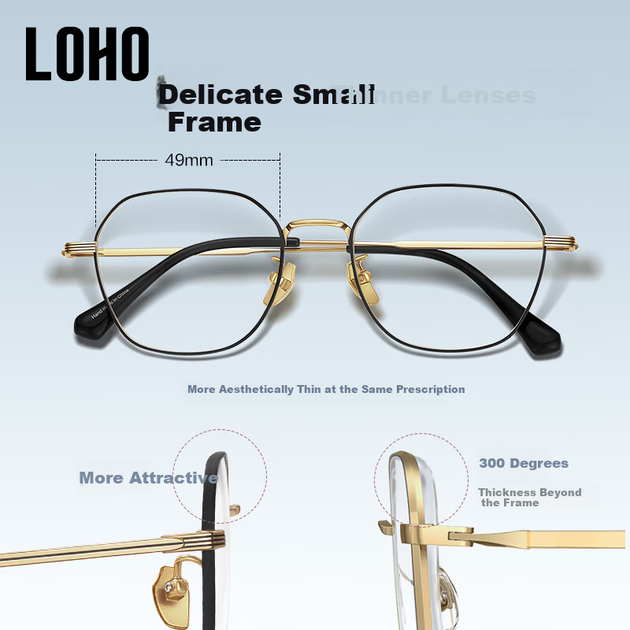 Очки LOHO титановые сверхлегкие 6г с диоптриями женские, линзы Zeiss - изображение 5