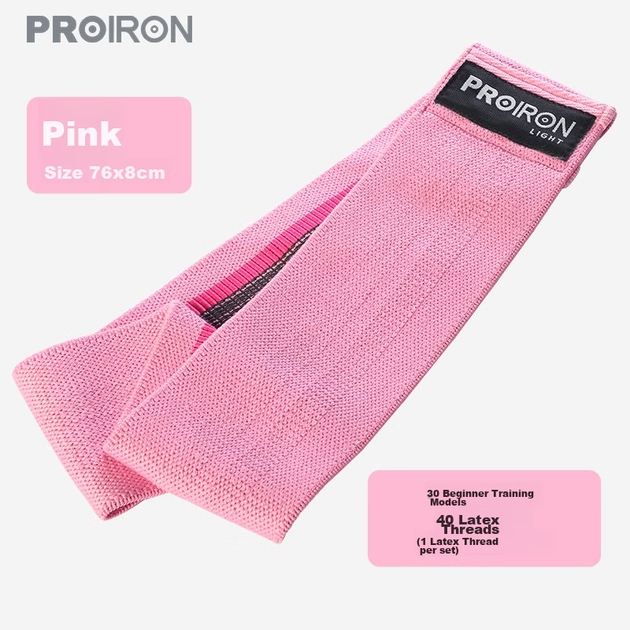 Стрічка PROIRON Puli'ai еспандер для фітнесу/йоги, 25-35фунтів, рожева - зображення 6