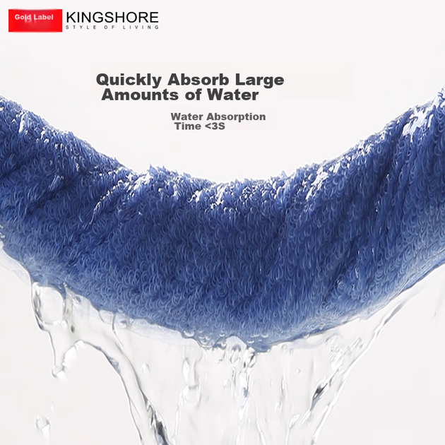 Банное полотенце KING SHORE из синьцзянского хлопка класса А, впитывающее, 140×72 см, 320 г, синее - изображение 10