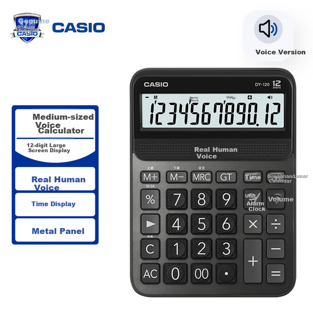 Калькулятор Casio Voice музыкальный обсидиановый черный металлический корпус DY-120 - изображение 4