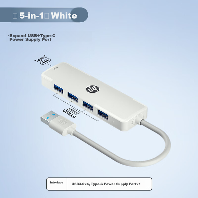 Хаб USB HP багатопортовий CT100C білий - зображення 4
