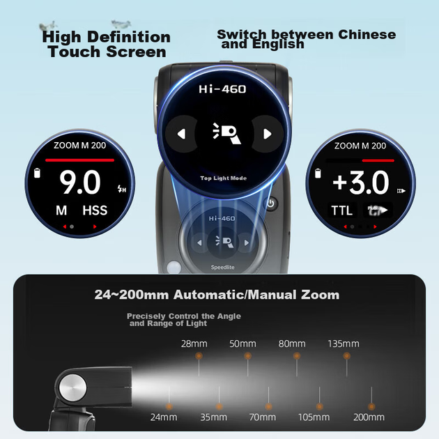Вспышка JINBEI Hi-460MAX для горячего башмака, подходит для зеркальных и беззеркальных камер, высокоскоростная синхронизация TTL, портативная для съемки на открытом воздухе, совместима с Sony Hi-460MAX (версия для Sony). - изображение 8