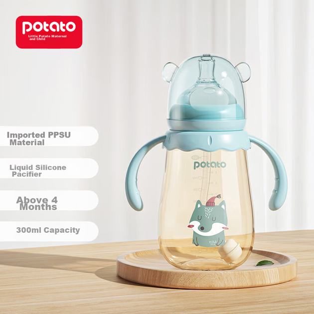 Пляшечка Potato Baby PPSU з трубочкою, L, 300 мл, блакитна - зображення 11