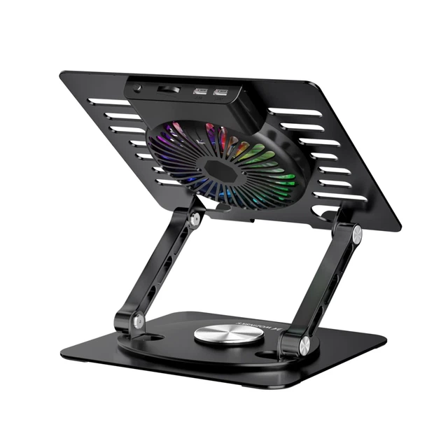 Подставка Wozinsky CoolBase RGB охлаждающая с вращением 360° для ноутбука и планшета Black (5907769387692) - изображение 5