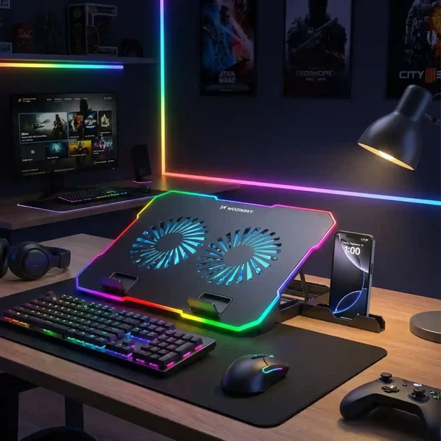 Подставка Wozinsky WDCX-A26 NitroCool RGB охлаждающая геймерская под ноутбук Black (5907769387722) - изображение 9