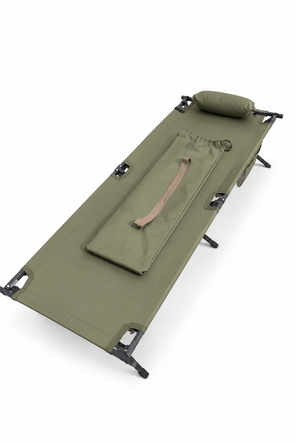 Раскладушка походная Nest НАТО XL Оливковая с подушкой складная туристическая кровать 206×72×54 см до 260 кг - Фото 1 Раскладушка походная Nest НАТО XL Оливковая с подушкой складная туристическая кровать 206×72×54 см до 260 кг - изображение 1