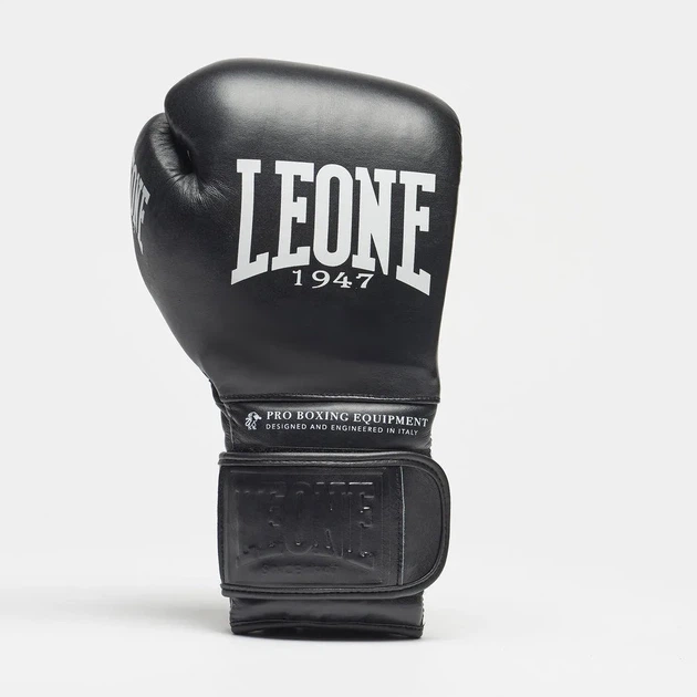 Боксерские перчатки Leone натуральная кожа 18 унций черные с бинтами 4 метра. - изображение 4