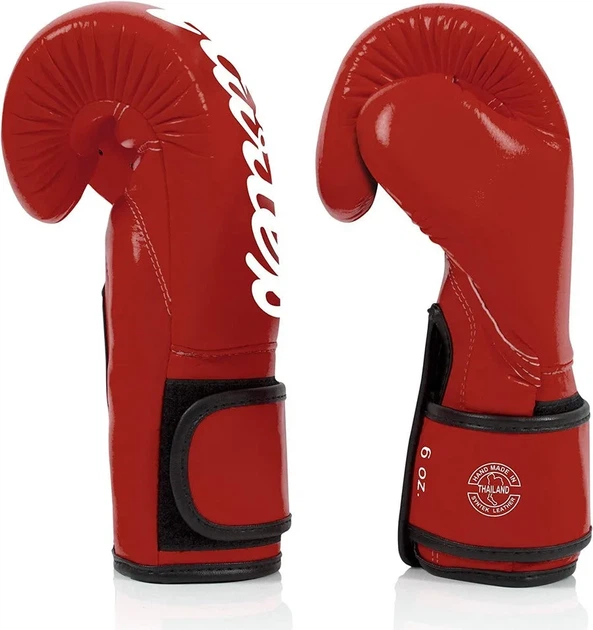 Боксерські рукавиці Fairtex штучна шкіра 10 унцій червоні - зображення 8