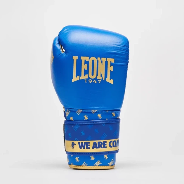 Боксерські рукавиці Leone шкіра 10 унцій сині з бинтами 4 м - зображення 4