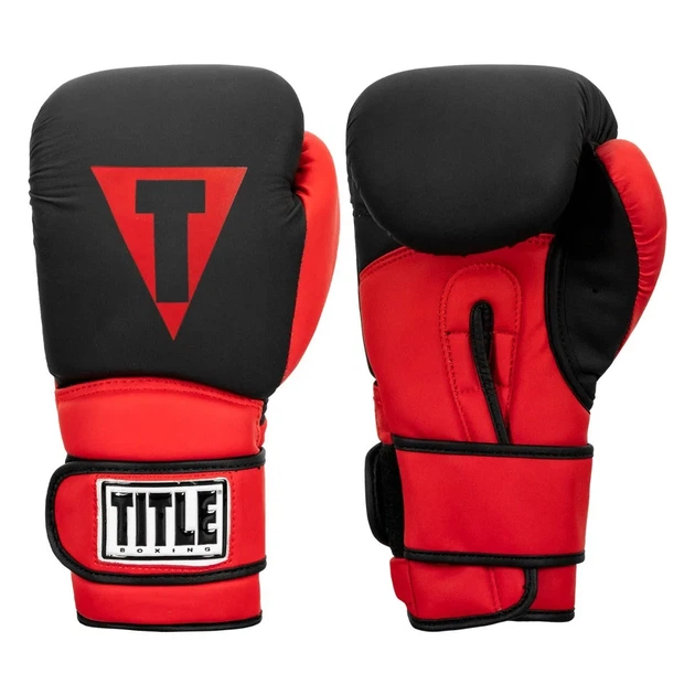 Боксерские перчатки TITLE искусственная кожа L 14oz черные красные - изображение 5