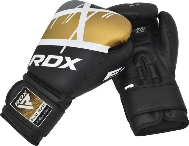 Боксерские перчатки RDX PU 16 унций Золотые - изображение 4