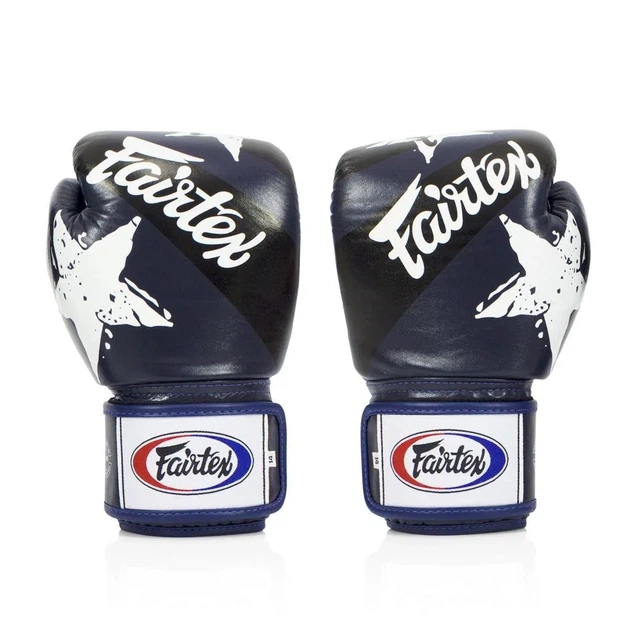 Боксерские перчатки Fairtex натуральная кожа 14 унций синие. - изображение 5
