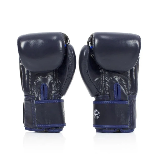 Боксерские перчатки Fairtex натуральная кожа 14 унций синие. - изображение 6