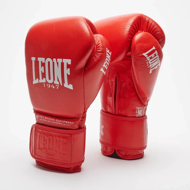 Боксерські рукавиці Leone натуральна шкіра 12 унцій червоні з бинтами 4 м - зображення 2