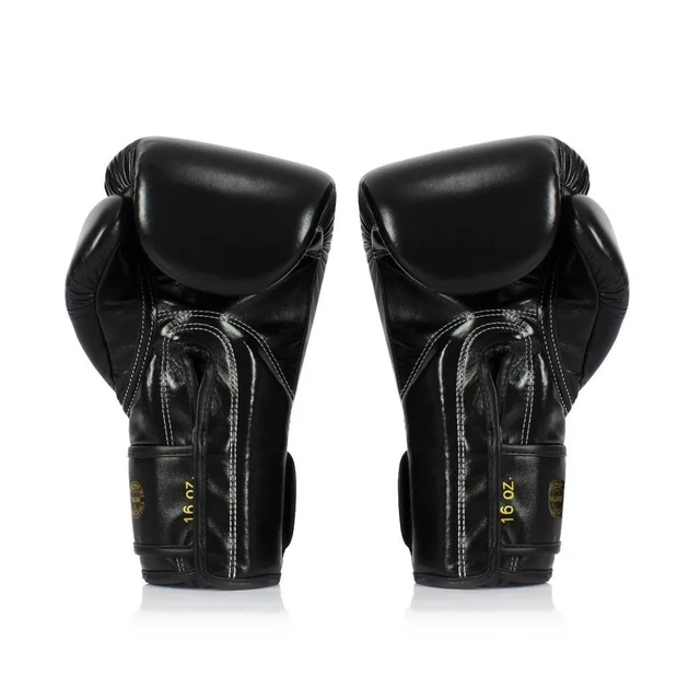 Боксерские перчатки Fairtex натуральная кожа 16 унций черные с бинтами. - изображение 7