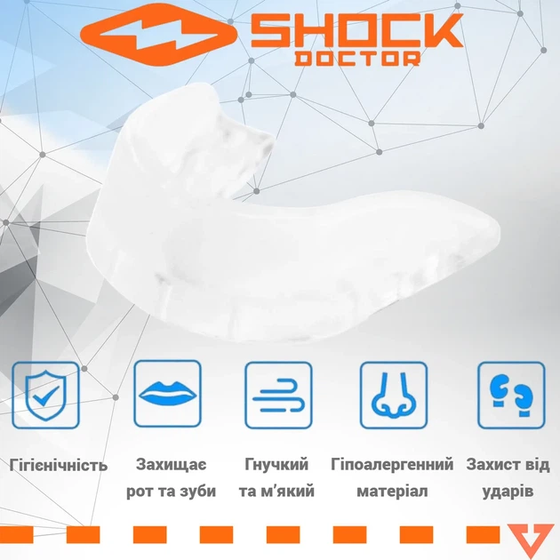 Капа Shock Doctor термопластик взрослая Clear 11+ - изображение 2
