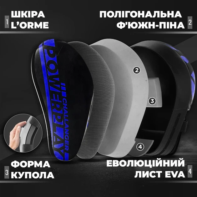 Боксерские лапы Active Point PU 22 см Синие Черные - изображение 3
