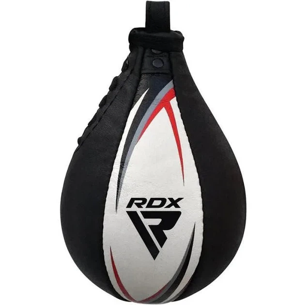 Пневмогруша боксерская RDX кожа 26 см белая красная - изображение 2