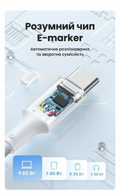 Кабель зарядний Ugreen USB Type-C to Type-C PD 100W 5A QC4.0 1 м Titanium (L502) - Фото 8 Кабель зарядний Ugreen USB Type-C to Type-C PD 100W 5A QC4.0 1 м Titanium (L502) - зображення 8