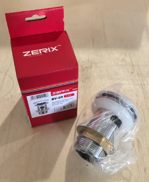 Донный клапан автоматический Click-Clack 1 1/4" хром металлический с переливом Zerix BV-09 - изображение 3