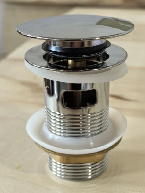 Донный клапан автоматический Click-Clack 1 1/4" хром металлический с переливом Zerix BV-09 - изображение 7