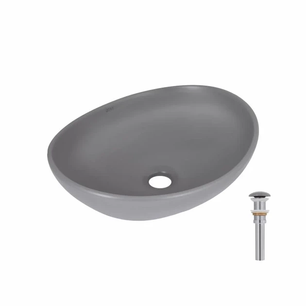 Накладная раковина Qtap Dove 415x340x140 мм овальная керамика Stone grey - Фото 1 Накладная раковина Qtap Dove 415x340x140 мм овальная керамика Stone grey - изображение 1
