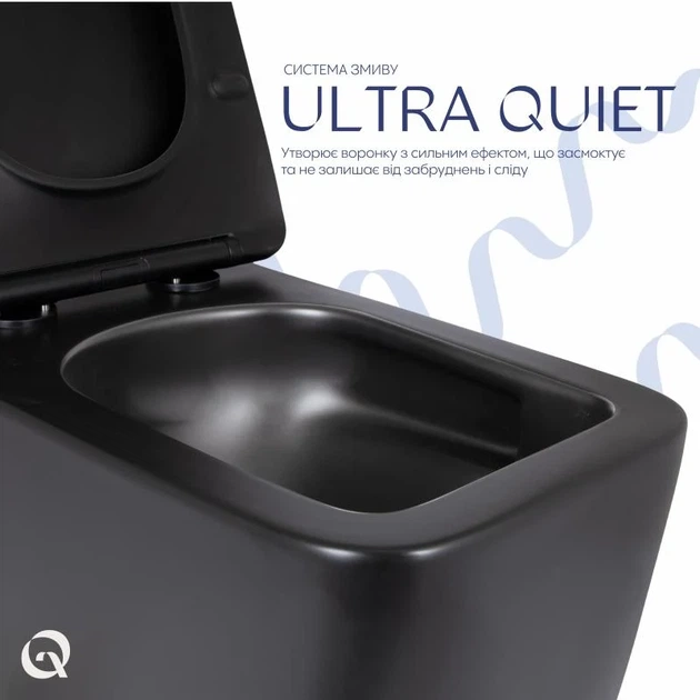 Унитаз подвесной Qtap Gemini Ultra Quiet 485x340x350 мм Дюропласт Матовый черный - изображение 5