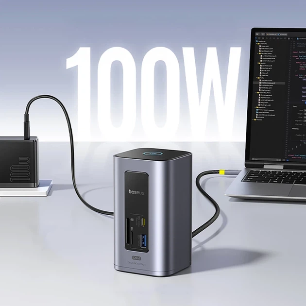 Док-станция Baseus NU1 Air Spacemate hub 12в1 USB-C - 2xHDMI 4K@60Hz 2xUSB-C 10Gb/s 2xUSB-A 5Gb/s 2xUSB-A (480Mb/s) RJ45 SD/microSD 3.0 USB-C (PD) (69 - Фото 11 Док-станция Baseus NU1 Air Spacemate hub 12в1 USB-C - 2xHDMI 4K@60Hz 2xUSB-C 10Gb/s 2xUSB-A 5Gb/s 2xUSB-A (480Mb/s) RJ45 SD/microSD 3.0 USB-C (PD) (69 - изображение 11