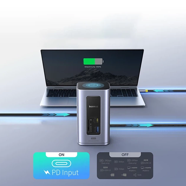 Док-станция Baseus NU1 Air Spacemate hub 12в1 USB-C - 2xHDMI 4K@60Hz 2xUSB-C 10Gb/s 2xUSB-A 5Gb/s 2xUSB-A (480Mb/s) RJ45 SD/microSD 3.0 USB-C (PD) (69 - Фото 13 Док-станция Baseus NU1 Air Spacemate hub 12в1 USB-C - 2xHDMI 4K@60Hz 2xUSB-C 10Gb/s 2xUSB-A 5Gb/s 2xUSB-A (480Mb/s) RJ45 SD/microSD 3.0 USB-C (PD) (69 - изображение 13