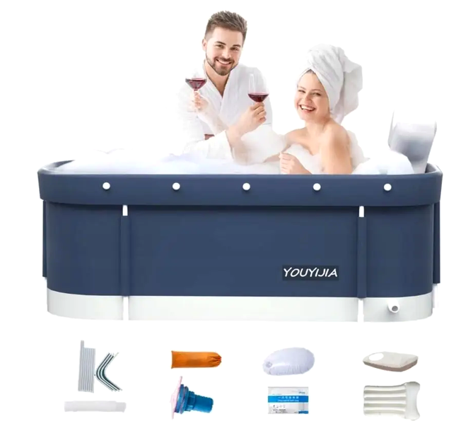 Портативная раскладная ванна 297 л 120х55х45 см для купания синий LS-3148 - изображение 3