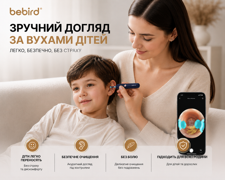 Отоскоп Bebird Earsight Plus R37R Wi-Fi з HD-камерою набір для чищення вух CARE-BEBIRD-R37R - изображение 2